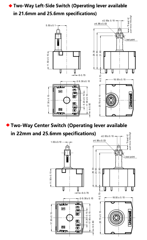 waterproof car seat adjustment switch two-way dimensions